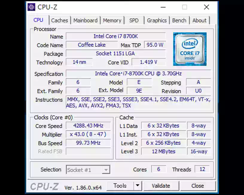 CPUのCPU-Z